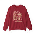 Funny Six Seven Faux Yarn Sweatshirt, 67 Trend Valentine Crewneck, Knitted Look Heart Sweater, Aesthetic Valentine Gift, Cozy Teacher Shirt