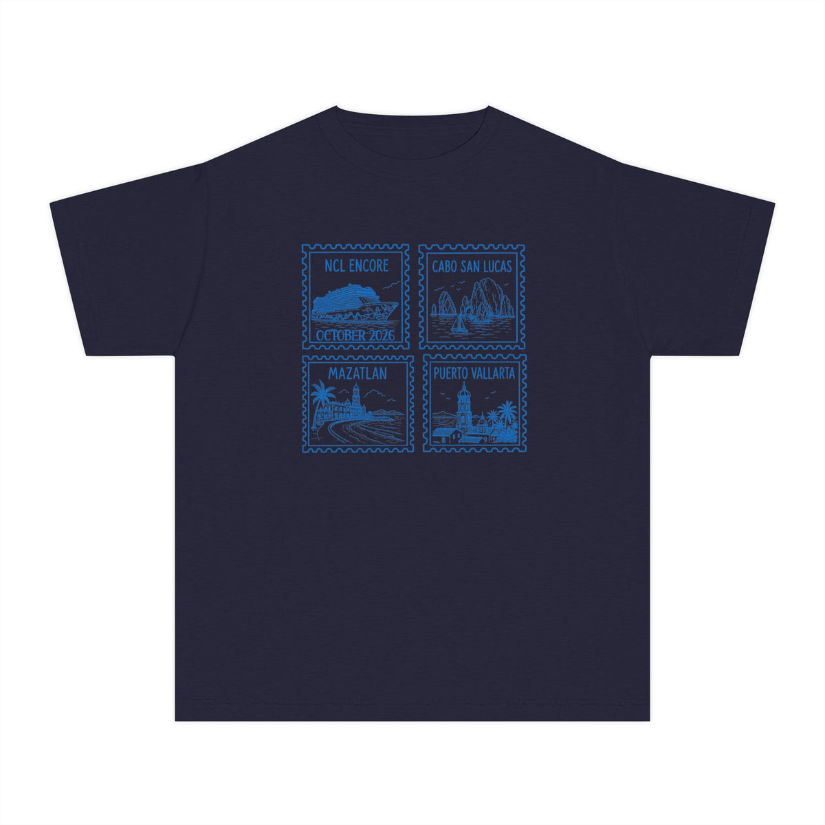 Custom Stamp Cruise Matching Family Kids Youth Tee Comfort Colors