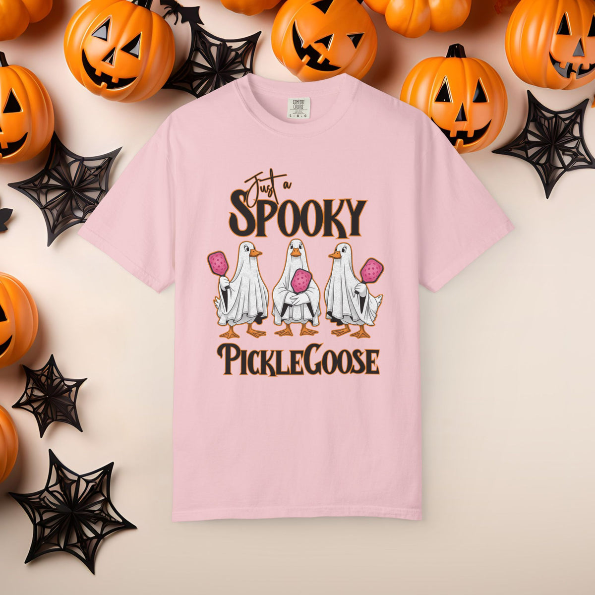 Pickleball Spooky Goose Comfort Colors Halloween Silly Goose Ghost Shirt Scary Geese Playing Pickleball Boo Trick or Treat Fall Shirt