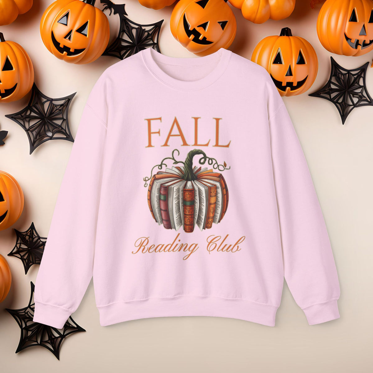 Funny Halloween Pumpkin Reading Bookish Crewneck Cute Fall Fun Pumpkin Cozy Season Sweatshirt Autumn Book Club Shirt for Mom Daughter Bestie