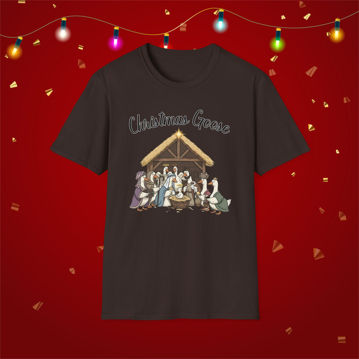 Christmas Goose Nativity Funny Silly Goose Unisex Softstyle T-Shirt Jesus Christian Shirt for Mom Grandma Xmas Manger T-Shirt
