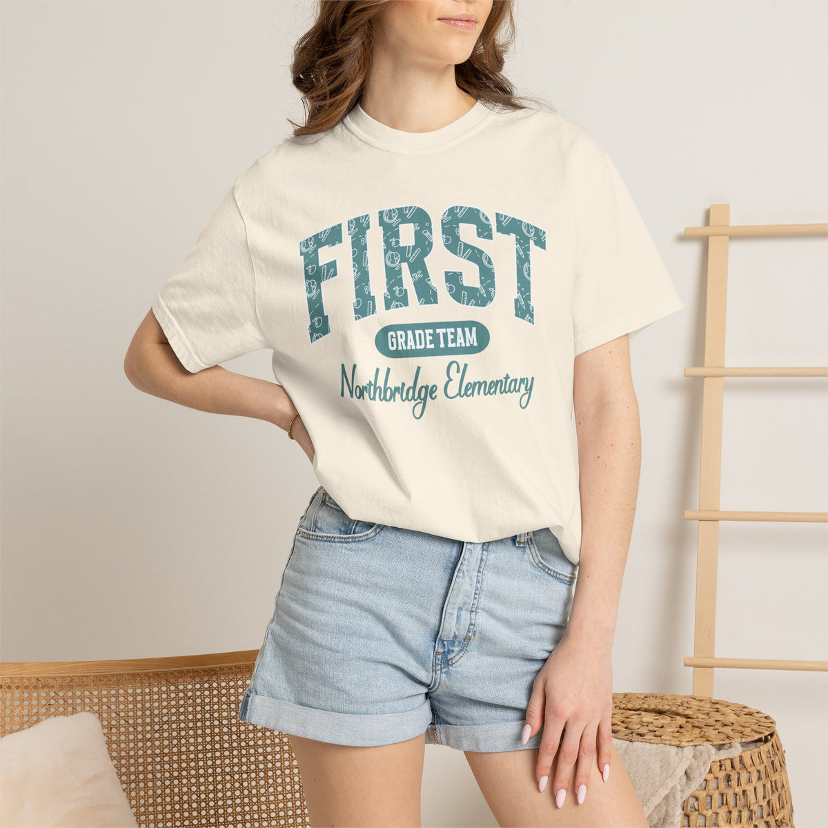 Custom Teacher Team T-shirt | Garment-Dyed School Spirit Tee, Custom Grade and School, Personalized Name & Number