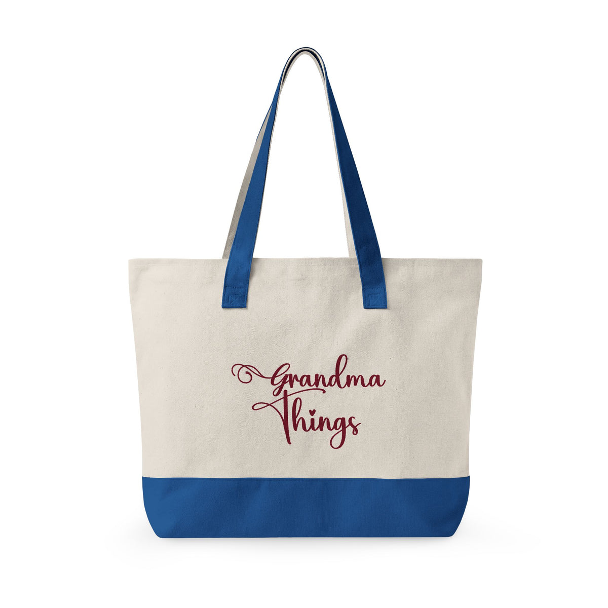 Grandma Things Tote Zippered Canvas Tote | Market Bag, Everyday Carry, Custom Nana, Mimi, Gigi, Gift, Pickleball Bingo Bag for Gram