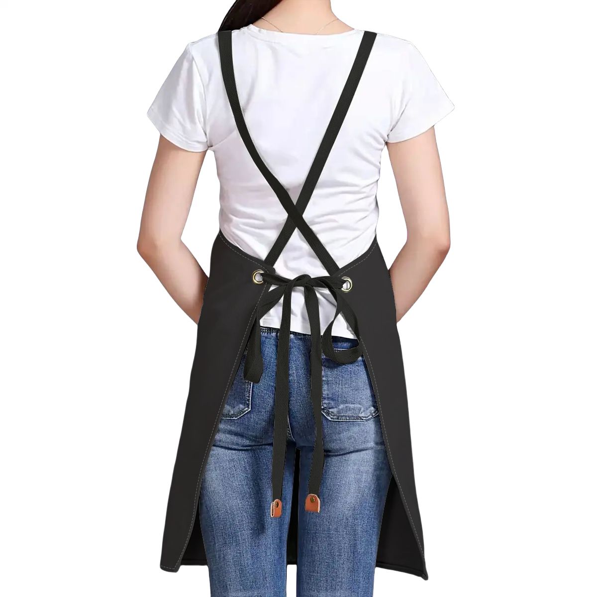 Unisex Canvas Cross Back Apron with Pockets 1 2