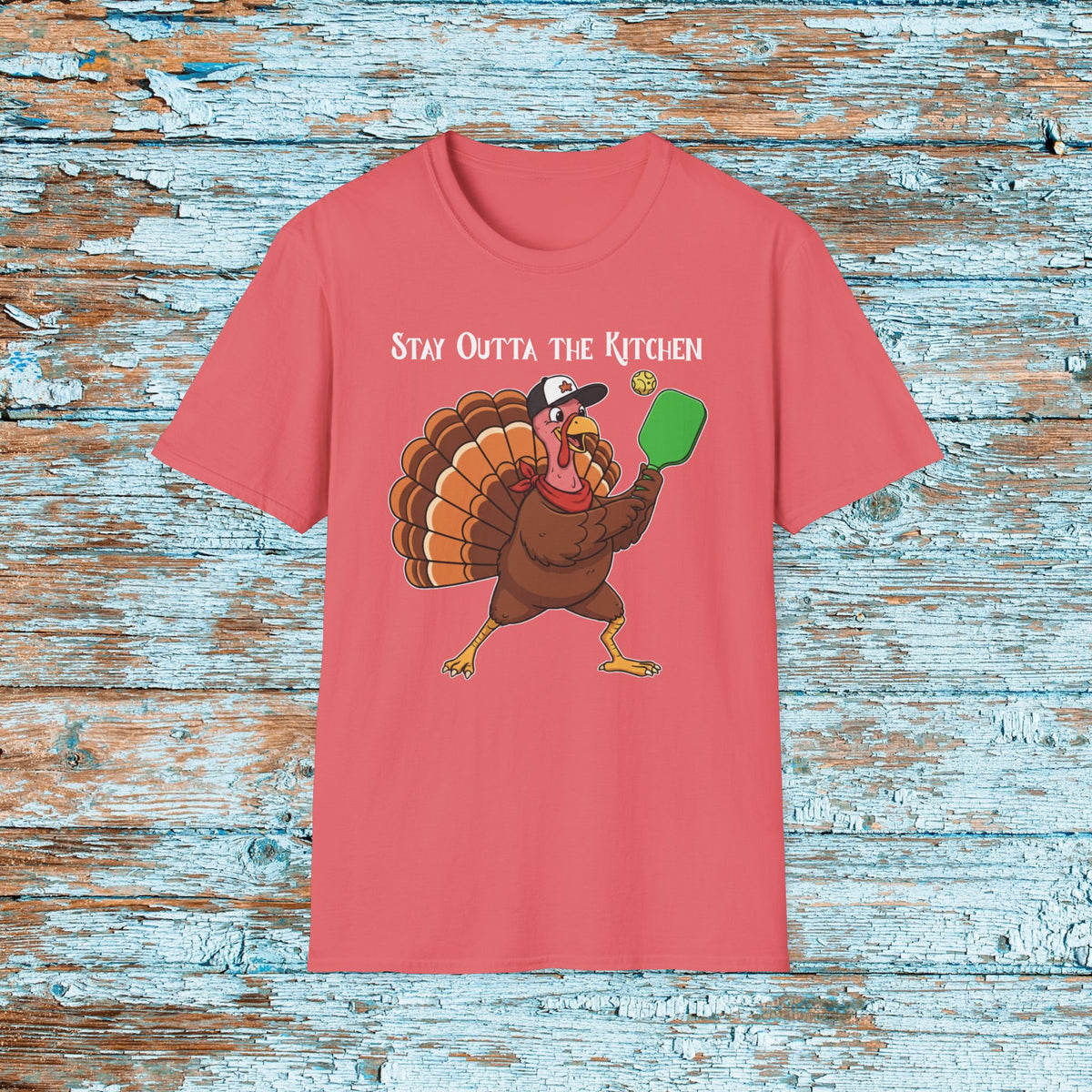 Thanksgiving Pickleball Funny Turkey Paddle Unisex Softstyle T-Shirt Team Shirt for Mom Grandma Dad Favorite Player Gift Matching Shirt