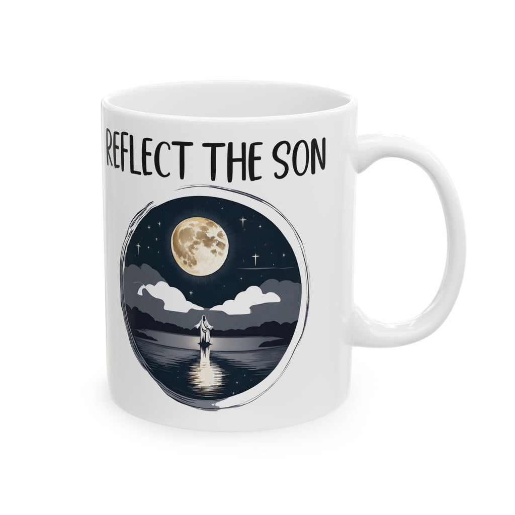 Christian Be the Moon Reflect the Son Jesus Ceramic Mug, (11oz, 15oz) Gift for Mom, Dad, Pastor Gift, Church Small Group, Home Decor