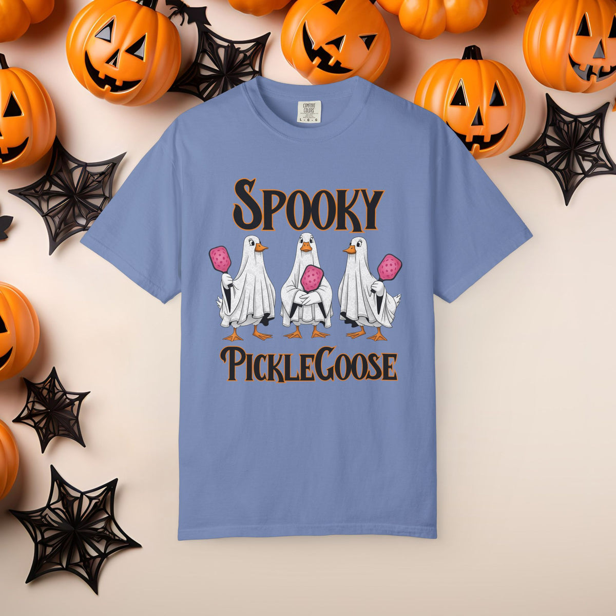 Pickleball Spooky Goose Comfort Colors Halloween Silly Goose Ghost Shirt Scary Geese Playing Pickleball Boo Trick or Treat Fall Shirt