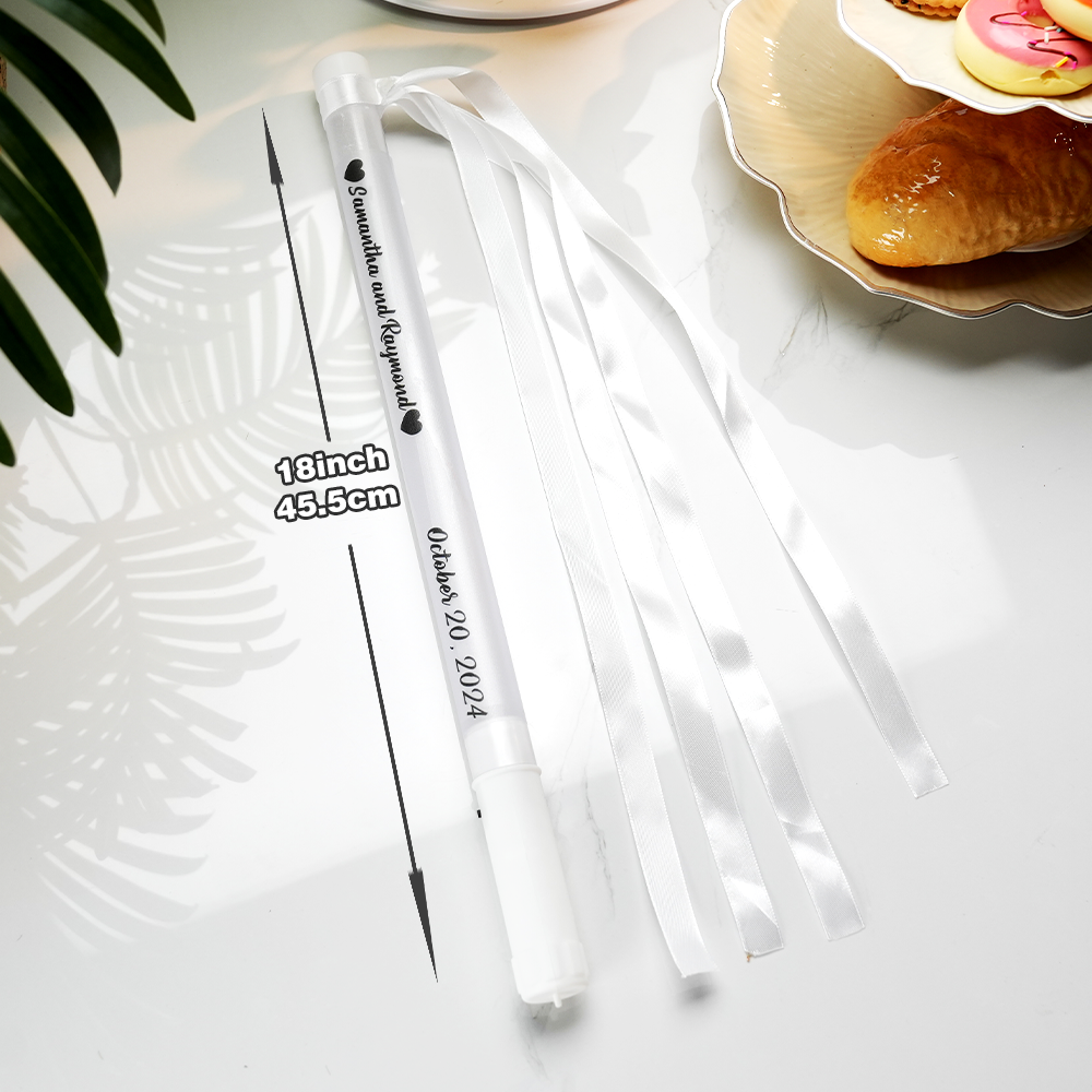 Personalized Light Up LED Stick Wedding Wands with Ribbon Lights Wedding Party Favor with "Made in China" Label