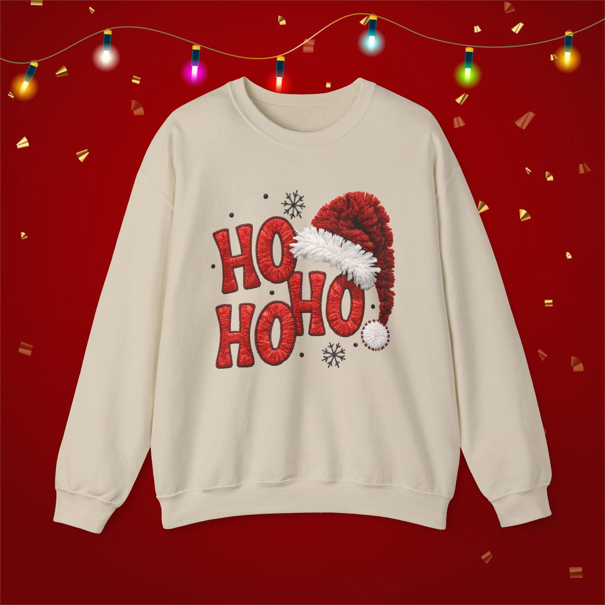 Yarn Look Crochet Santa Sweatshirt,  Viral Faux Latch Hook Christmas Shirt, Cute Holiday Sweater, Plus Size Available