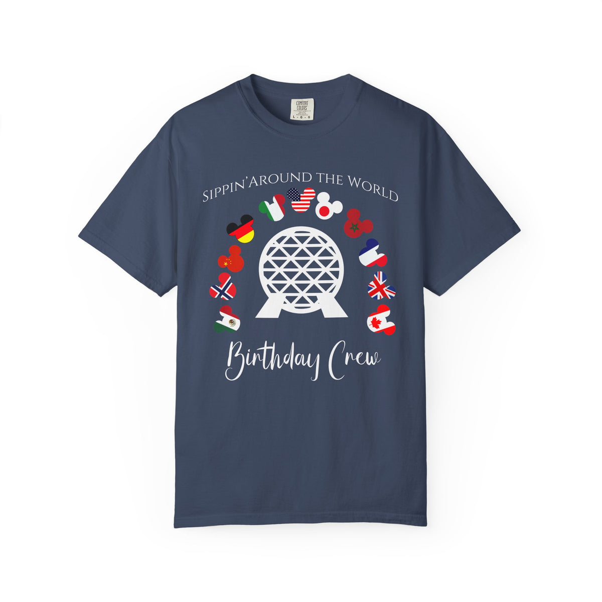 Birthday Crew Custom Disney Epcot World Tour Birthday Comfort Colors Shirt, Drink Around The World, World Traveler Food and Wine