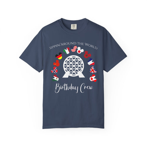 Birthday Crew Custom Disney Epcot World Tour Birthday Comfort Colors Shirt, Drink Around The World, World Traveler Food and Wine