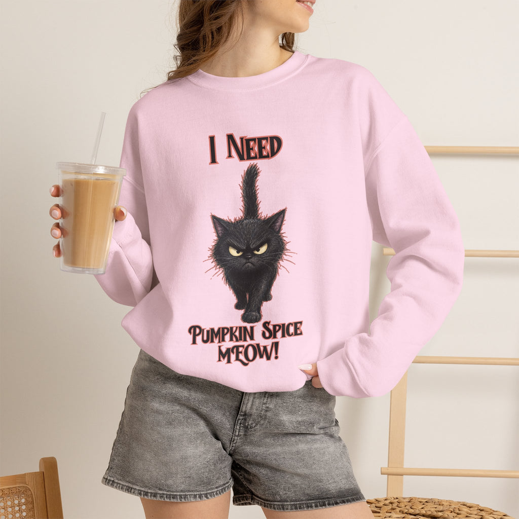 I Need Pumpkin Spice Meow! Sweatshirt | Black Cat Halloween Fall