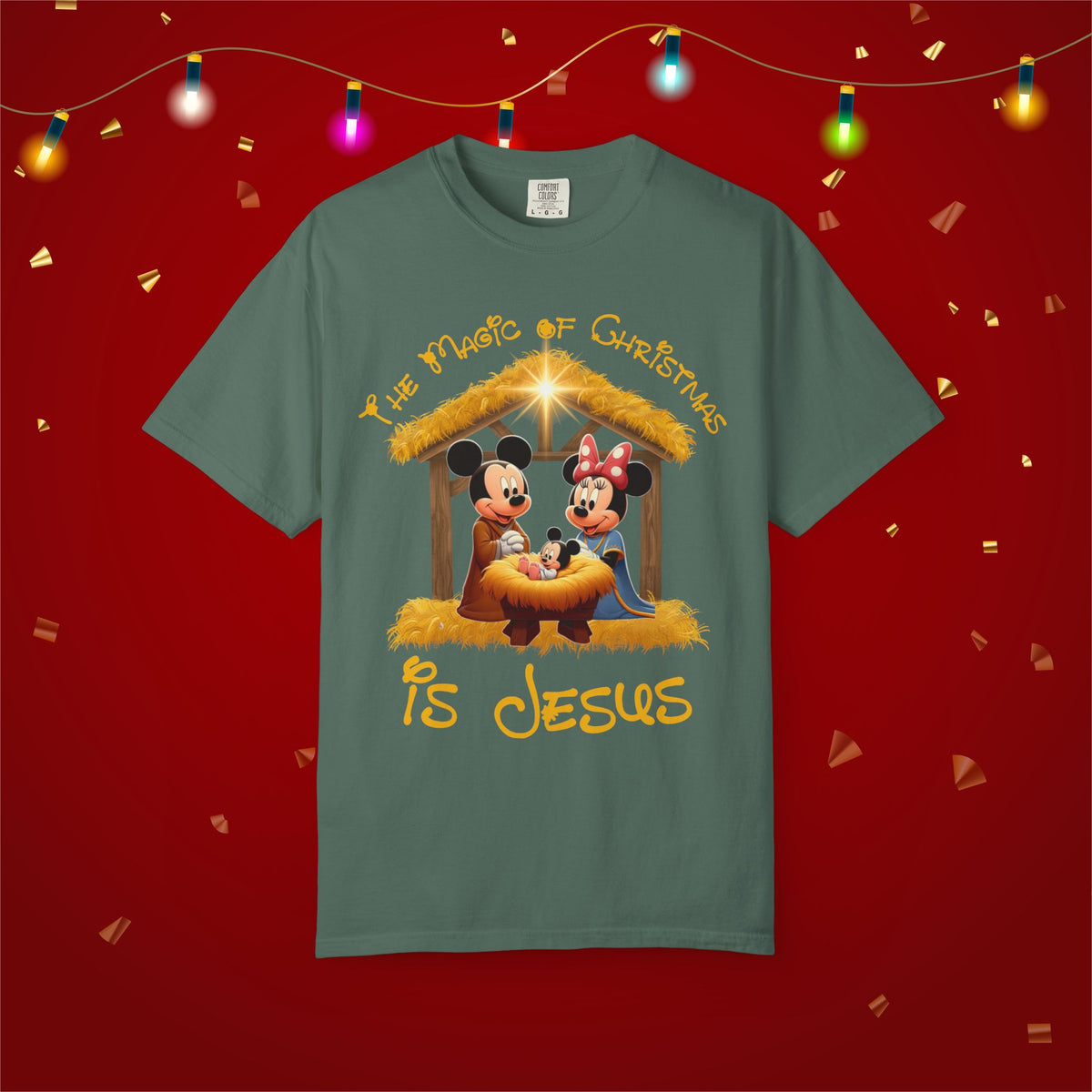 Comfort Colors Jesus Mickey Magic Family Matching Shirts Greatest Gift of all Nativity Shirt Christian Christmas Religious Shirt Bible Verse