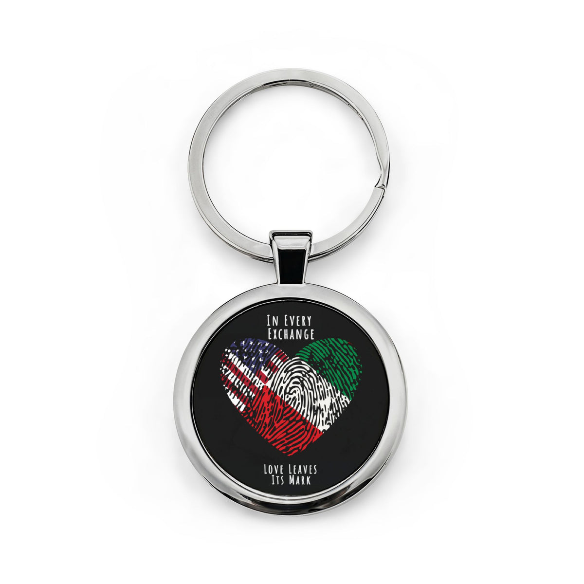 Exchange Student Custom Round Stainless Steel Keychain, Personalized Gift with Two Flags, From Host Family, Patriotic Gift, Country Pride