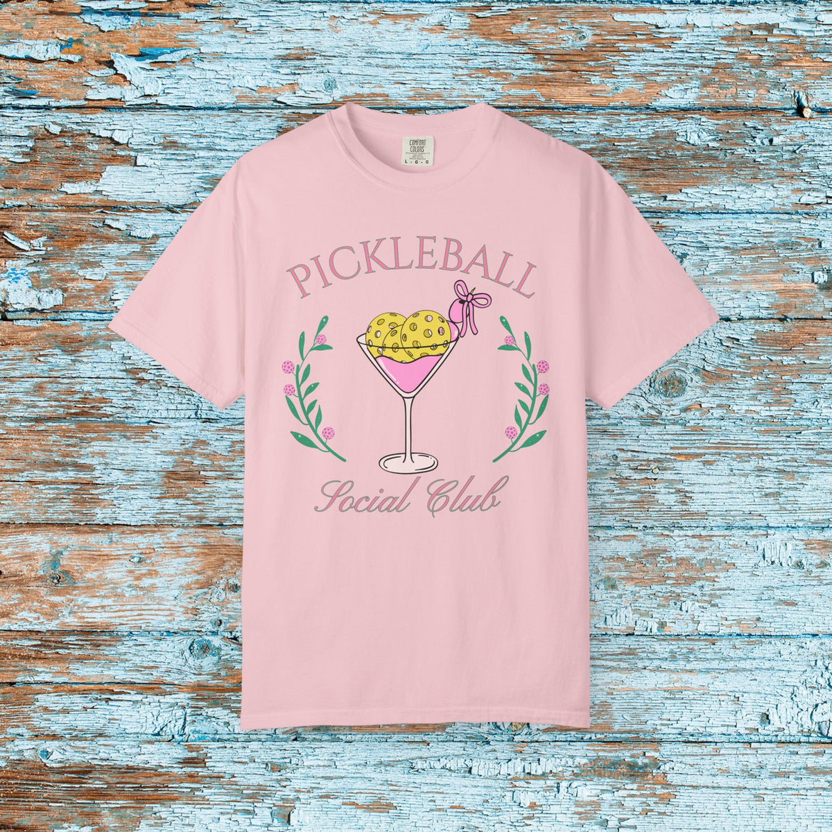 Pickleball Funny Comfort Colors Shirt Pickleball Social Club Coquette Bow Cocktail Shirt for Her Him Mom Team Pickleball Lover Player Gift
