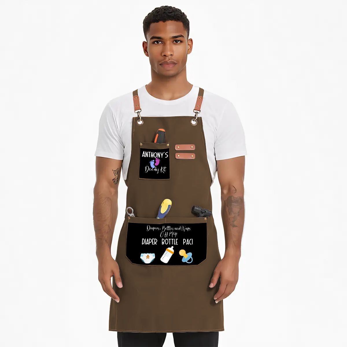 Unisex Canvas Cross Back Apron with Pockets 1 2