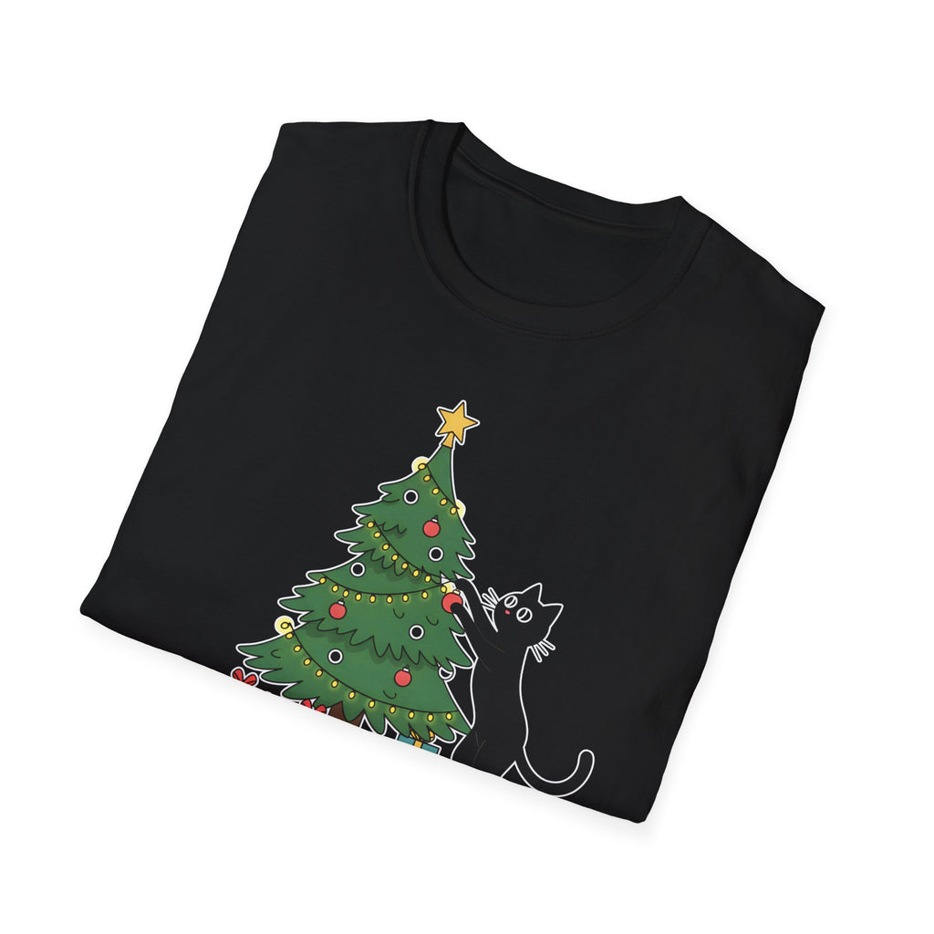 Funny Cat Christmas Shirt What? Christmas Tree Knocked Over Tee Cute Holiday Cat Lover T-Shirt Humorous Xmas Gift for Pet Owners, Soft Style
