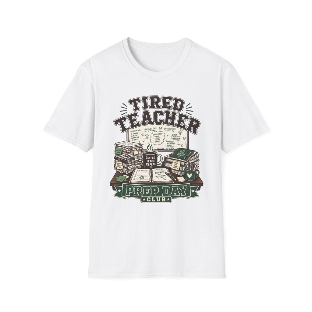 Back to School | Tired Teacher T-Shirt | Prep Day Club, Books & Lesson Plan Design