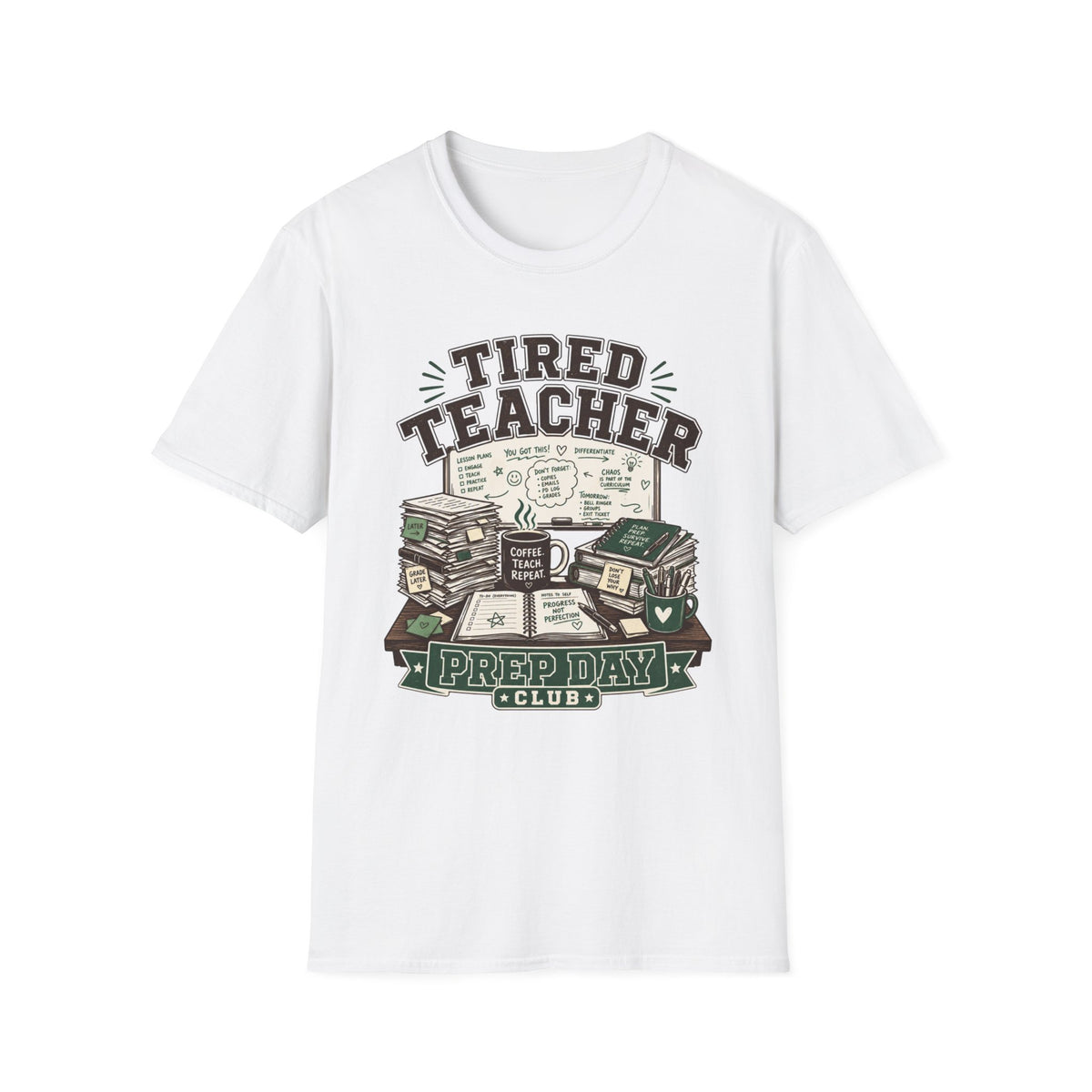 Back to School | Tired Teacher T-Shirt | Prep Day Club, Books & Lesson Plan Design