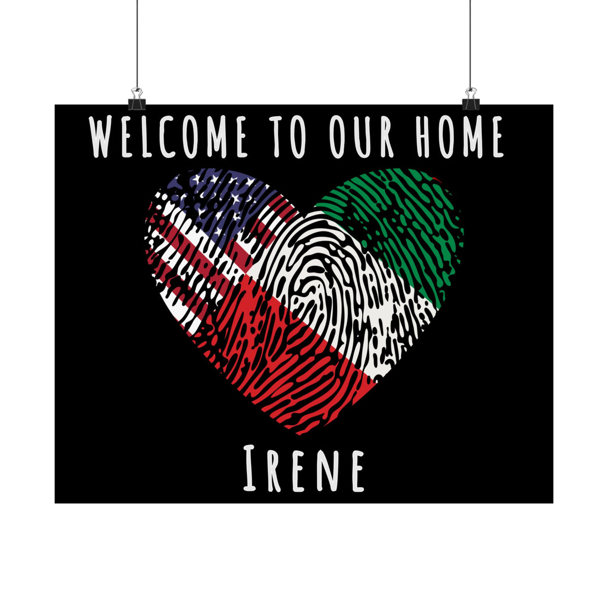 Exchange Student Welcome Airport Poster Custom Matte Horizontal Poster to Personalize with Any Two Flags Phrase and Name Dorm Room Decor