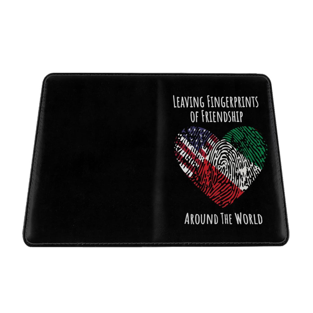 Small Passport Holder for Travel (DoubleSided Pattern) 2 Leaving Fingerprints of Friendship