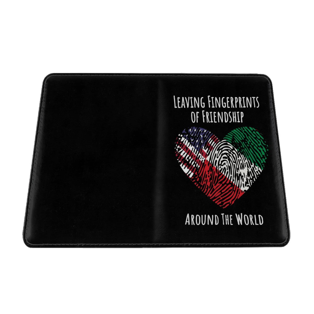 Small Passport Holder for Travel (DoubleSided Pattern) 2 Leaving Fingerprints of Friendship