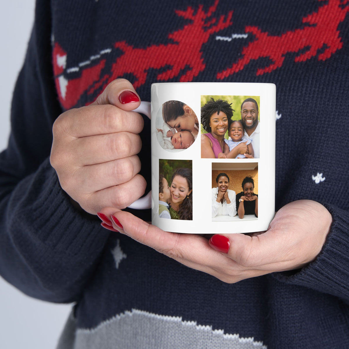 Custom Photo Collage 11 oz Ceramic Coffee Mug, Personalized Photo Gift for Mom, Grandma Birthday Gift, Tea Cup Coffee Lover