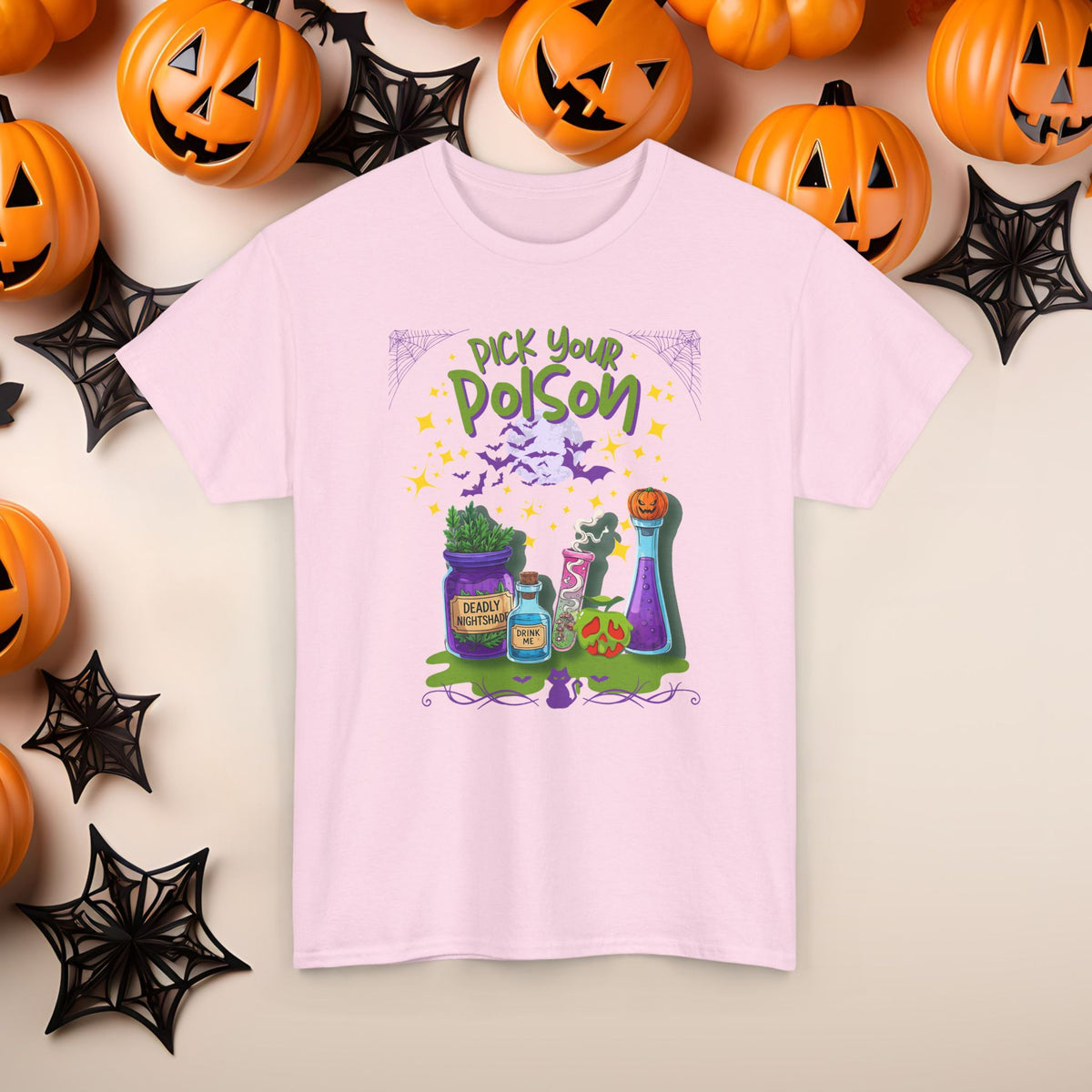 Funny Halloween Villain Viles of Poison Pick Your Poison T-Shirt, Evil Costume Tee, Spooky Shirt, Scary Graphic Tee, Creepy Unisex Top