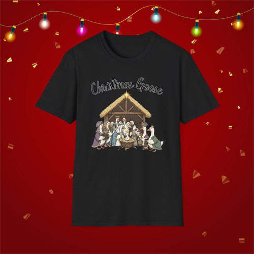 Christmas Goose Nativity Funny Silly Goose Unisex Softstyle T-Shirt Jesus Christian Shirt for Mom Grandma Xmas Manger T-Shirt
