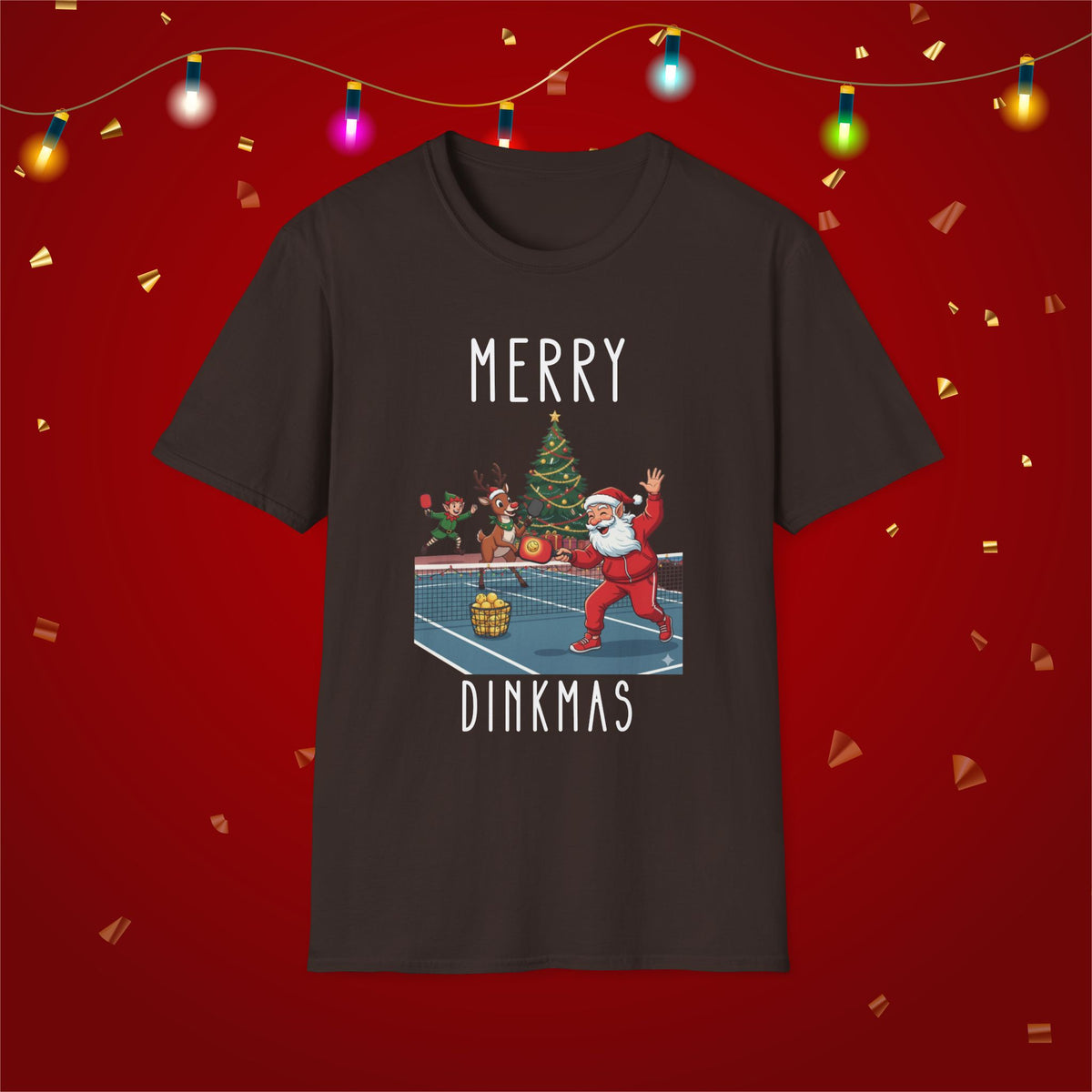 Christmas Pickleball Funny Santa Merry Dinkmas Unisex Softstyle T-Shirt Team Shirt for Mom Grandma Dad Favorite Player Gift Xmas Gift