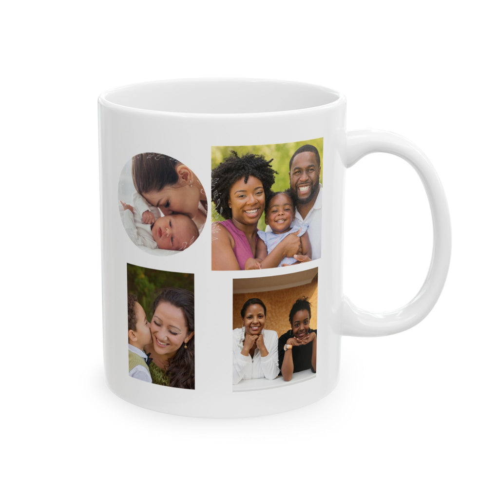 Custom Photo Collage 11 oz Ceramic Coffee Mug, Personalized Photo Gift for Mom, Grandma Birthday Gift, Tea Cup Coffee Lover