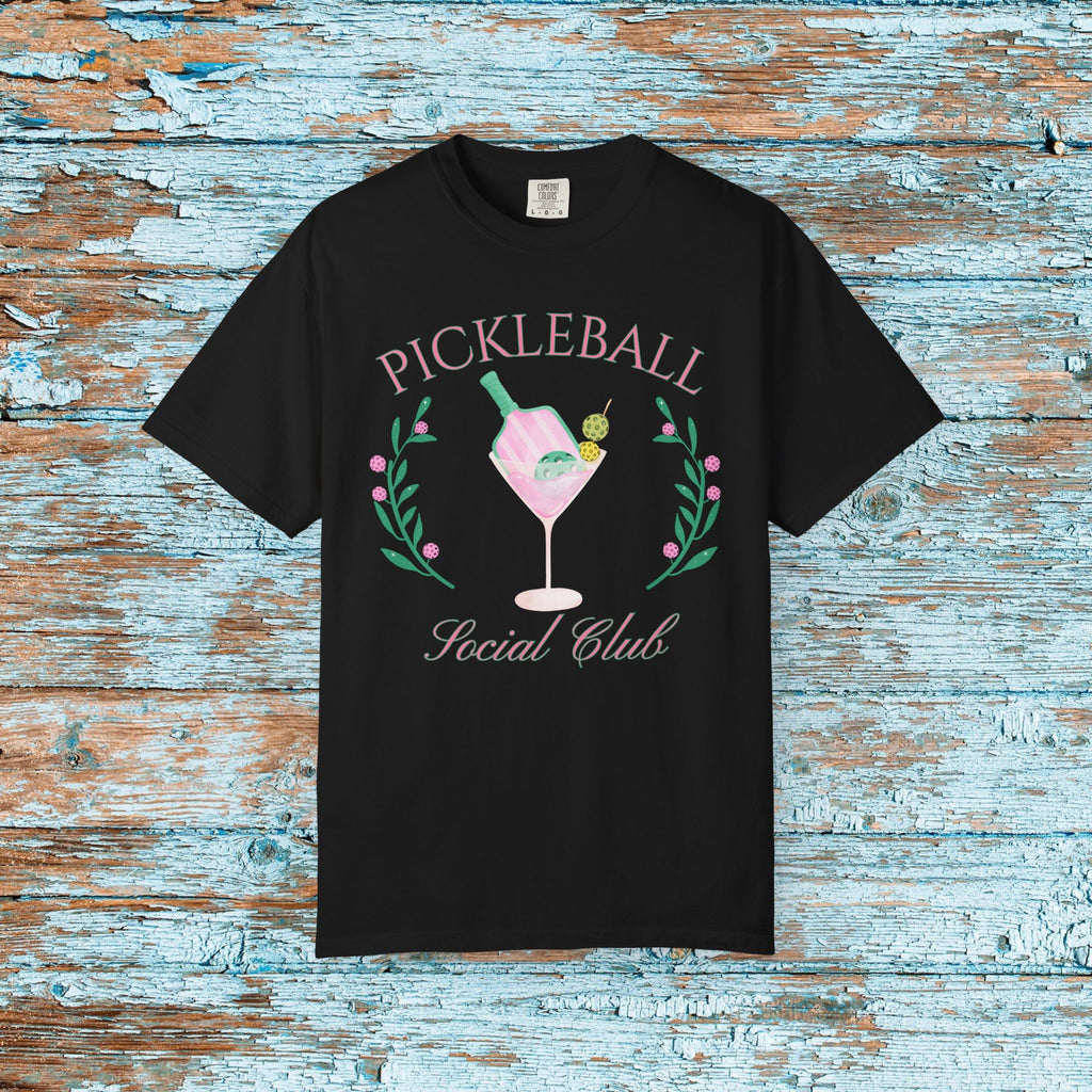Pickleball Funny Comfort Colors Shirt Pickleball Social Club Coquette Bow Cocktail Shirt for Her Him Mom Team Pickleball Lover Player Gift