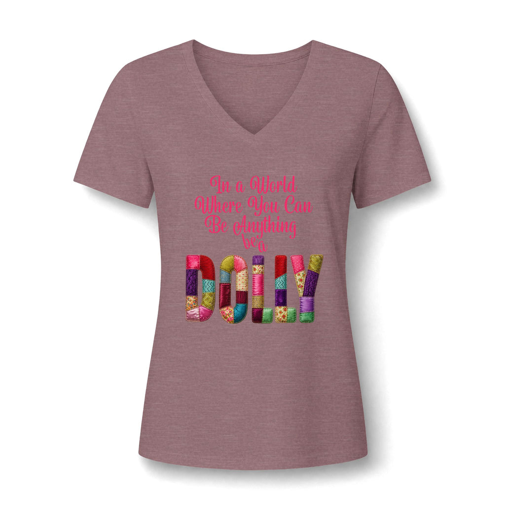 Dolly Tribute Shirt, Coat of Many Colors, Faux Quilt, Patchwork Aesthetic T-Shirt, V-Neck Tee