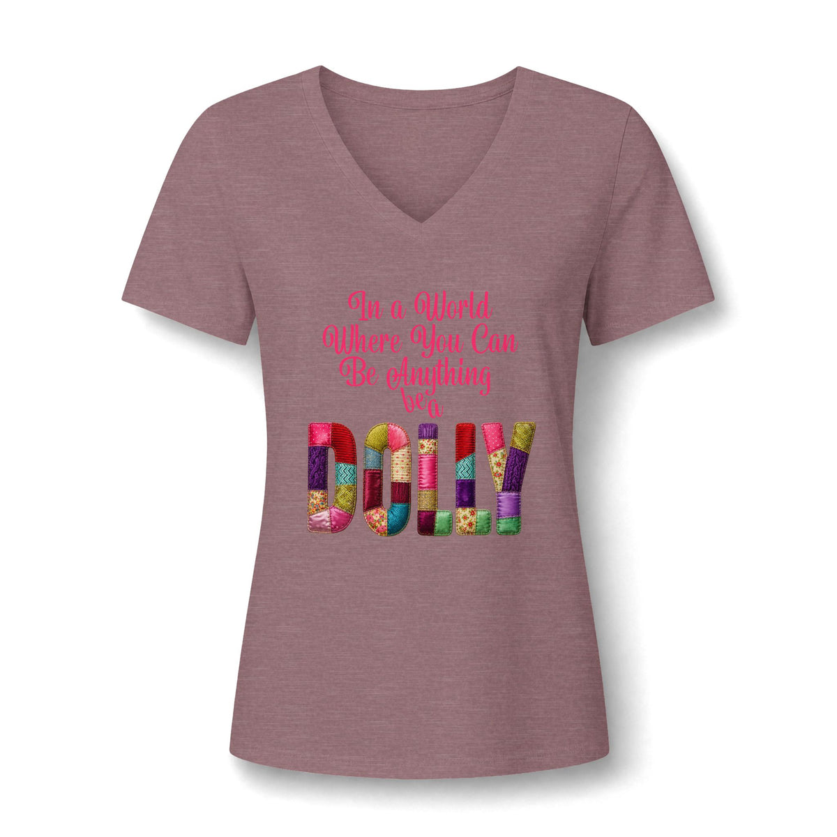 Dolly Tribute Shirt, Coat of Many Colors, Faux Quilt, Patchwork Aesthetic T-Shirt, V-Neck Tee