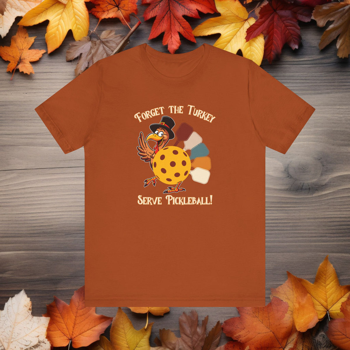 Funny Pickleball Thanksgiving Turkey Shirt Short Sleeve Tee Cute Pickleball Turkey Playing Pickleball Fall Shirt for Pickleball Player