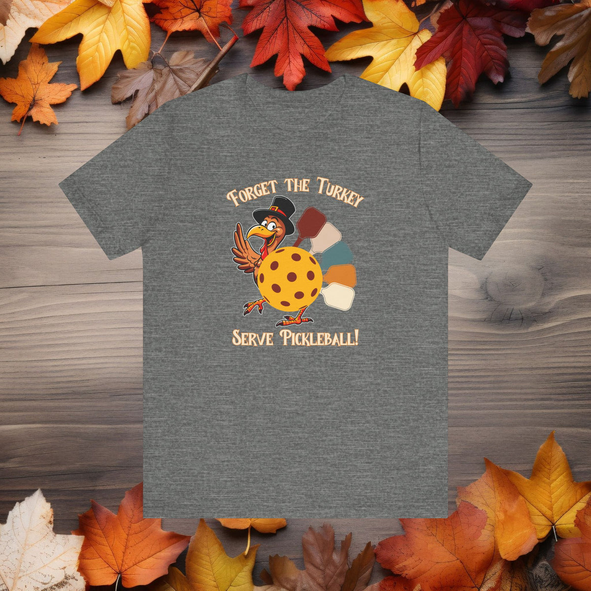Funny Pickleball Thanksgiving Turkey Shirt Short Sleeve Tee Cute Pickleball Turkey Playing Pickleball Fall Shirt for Pickleball Player