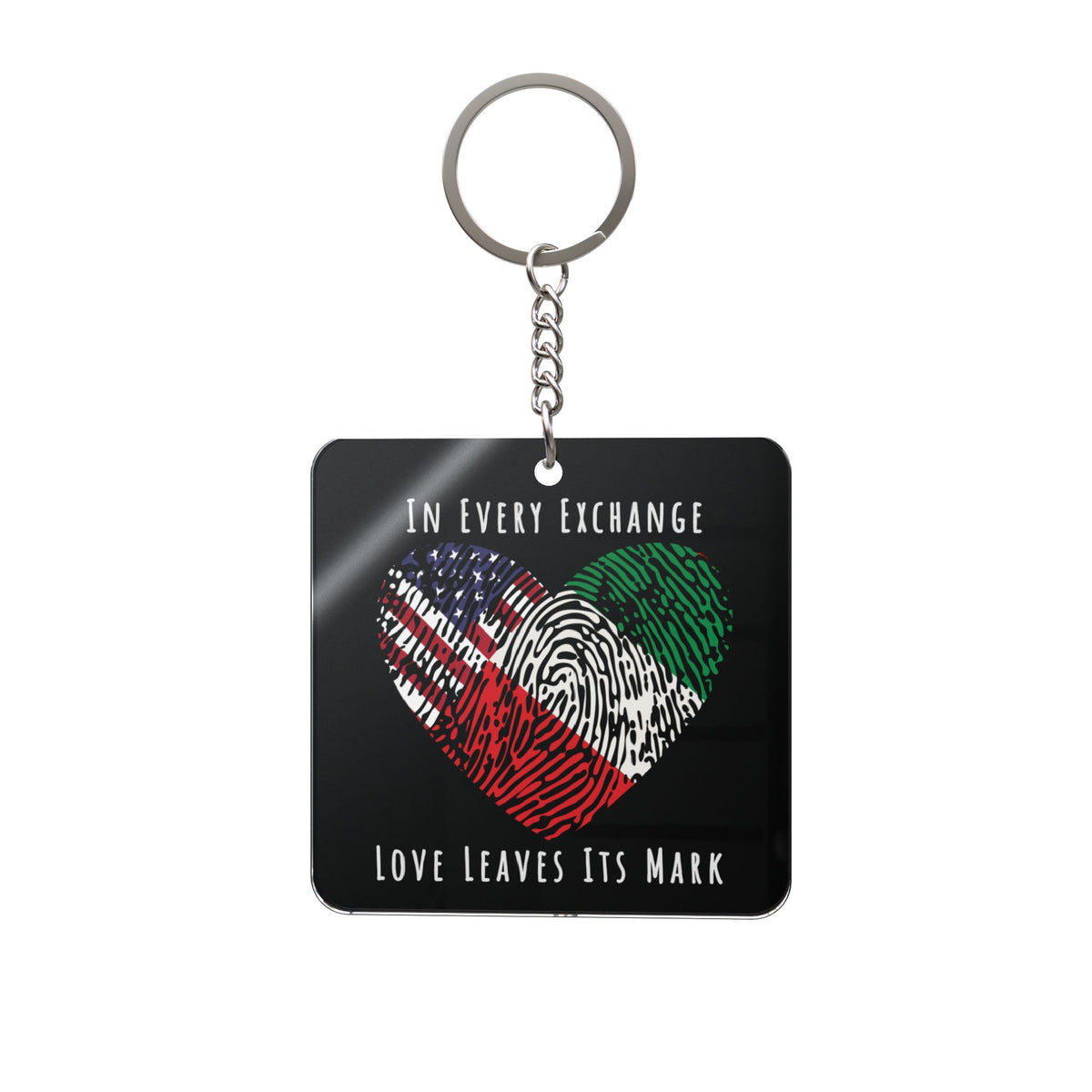Custom Exchange Student Square Keychain, Personalized with any Two Flags, Gift for Student, From Host Family, Country Pride