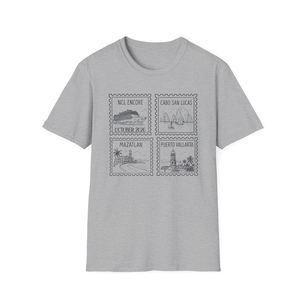 Custom Cruise Black Stamp Aesthetic Family Vacation Matching T-Shirt, Personalized Cruise Ship Tee, Custom Tee
