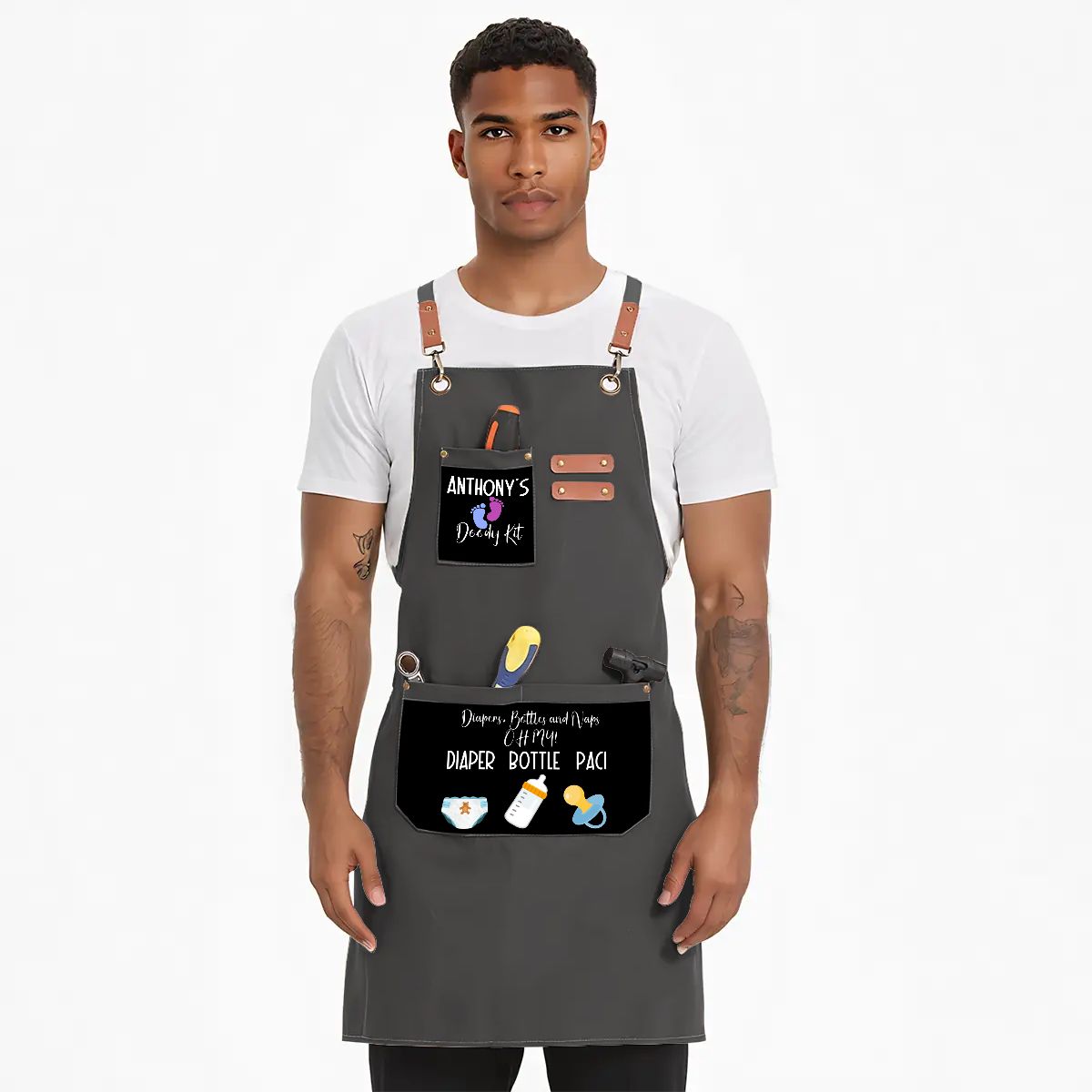 Unisex Canvas Cross Back Apron with Pockets 1 2