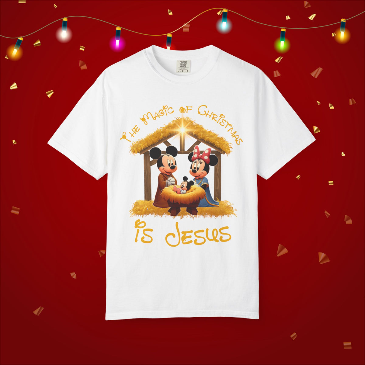 Comfort Colors Jesus Mickey Magic Family Matching Shirts Greatest Gift of all Nativity Shirt Christian Christmas Religious Shirt Bible Verse