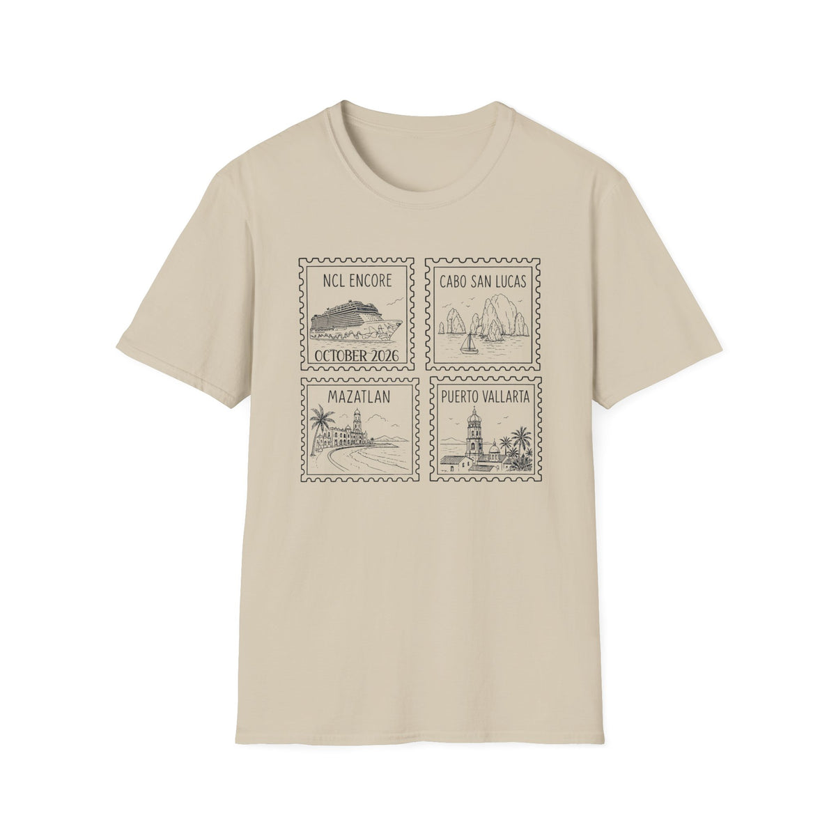 Custom Cruise Black Stamp Aesthetic Family Vacation Matching T-Shirt, Personalized Cruise Ship Tee, Custom Tee