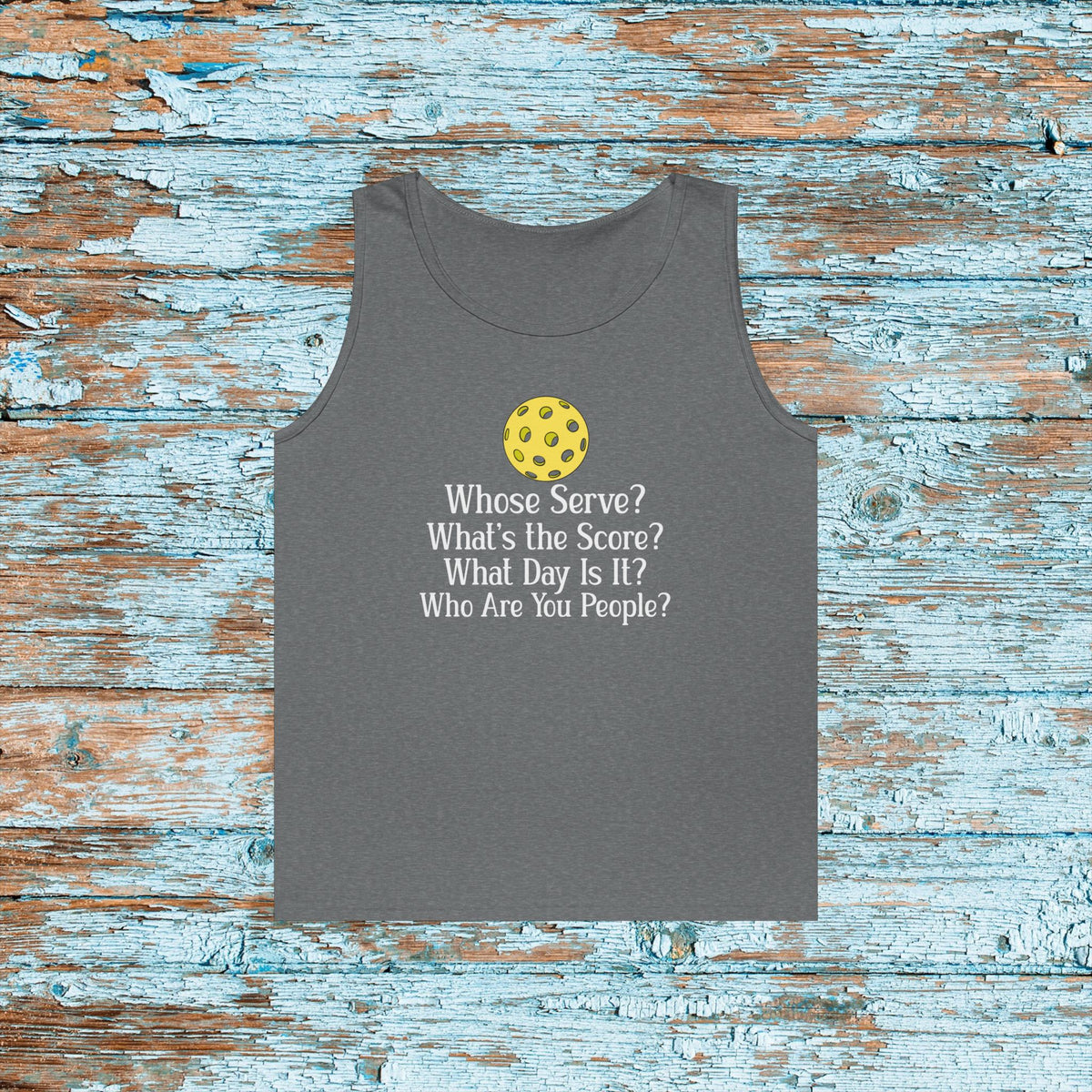 Pickleball Funny Unisex Heavy Cotton Tank Top Whose Serve Pickleball Memory Shirt for Her Him Mom Matching Team Pickleball Lover Player Gift