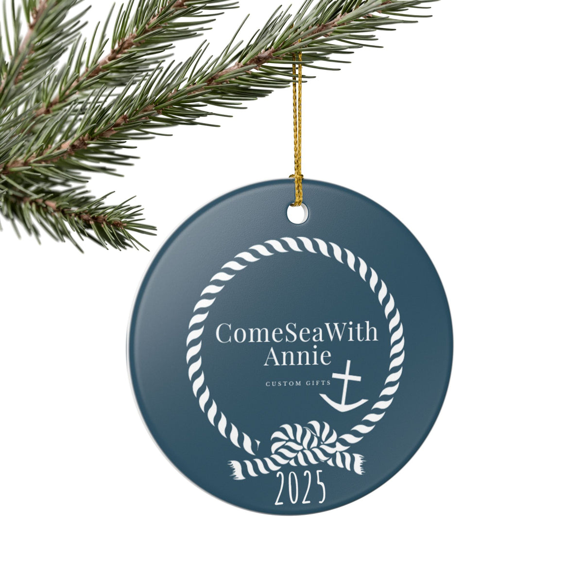 Custom Christmas Ornament Name Logo Year - You Choose Color, Font, Text, Image, Completely Customizable, Personalizable, Ceramic Decoration