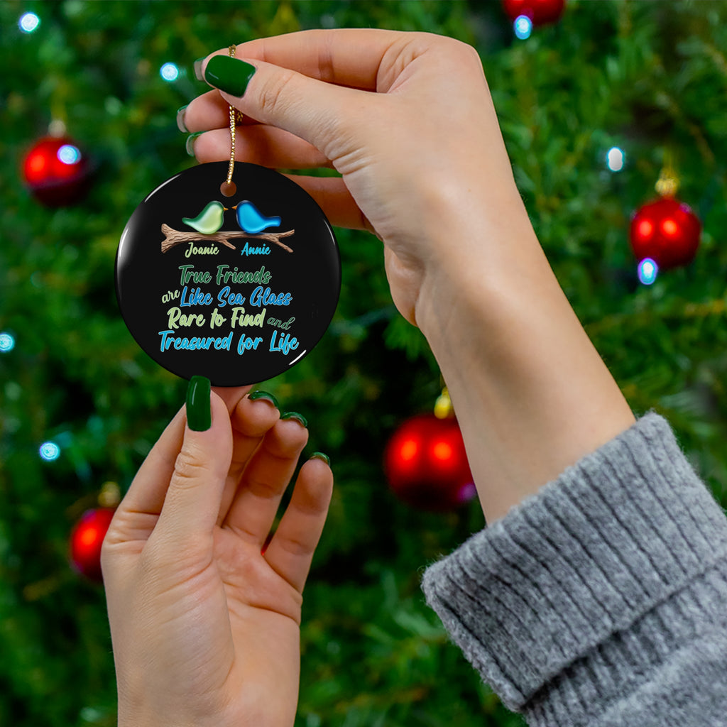 Custom Name Friendship Sea Glass Ceramic Ornament Personalized Friendship Gift Christmas Ornament for Best Friend