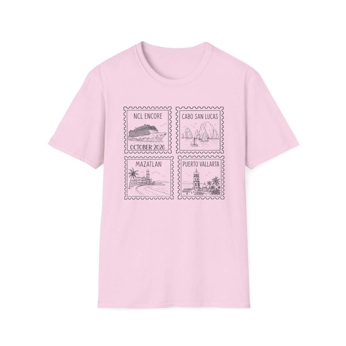 Custom Cruise Black Stamp Aesthetic Family Vacation Matching T-Shirt, Personalized Cruise Ship Tee, Custom Tee