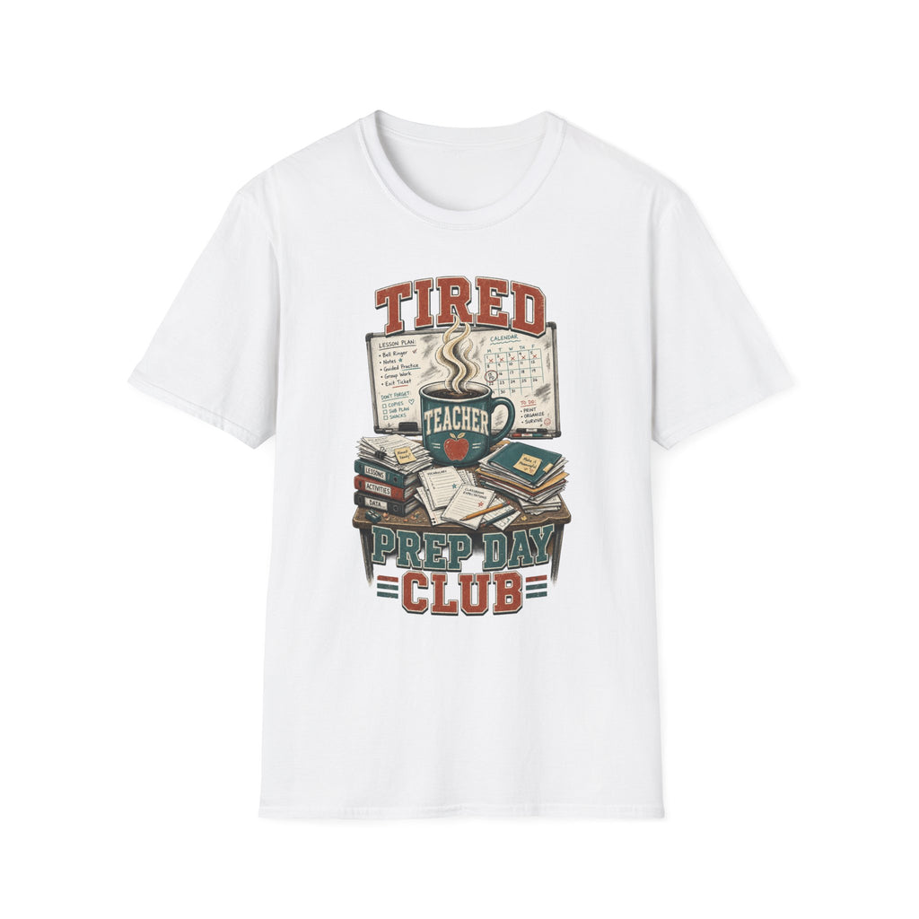 Back to School | Tired Teacher T-Shirt | Prep Day Club, Books & Lesson Plan Design