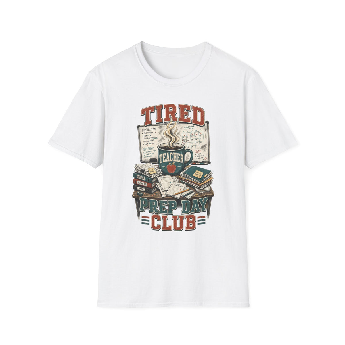 Back to School | Tired Teacher T-Shirt | Prep Day Club, Books & Lesson Plan Design