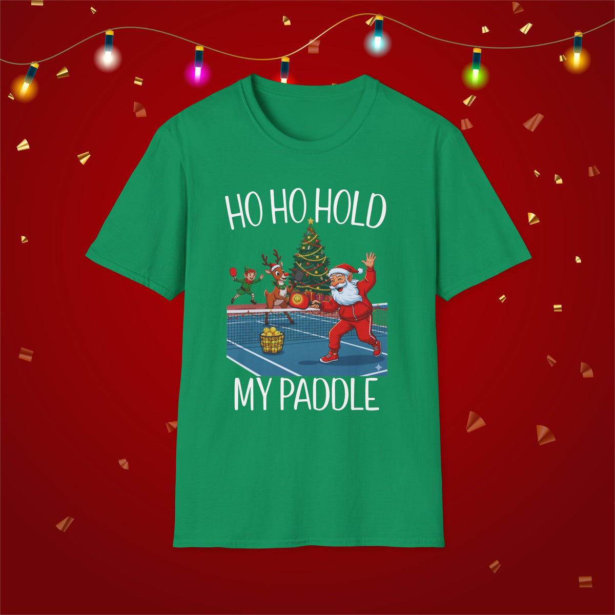 Christmas Pickleball Funny Santa Ho Ho Hold My Paddle Unisex Softstyle T-Shirt Team Shirt for Mom Grandma Dad Favorite Player Gift Xmas Gift