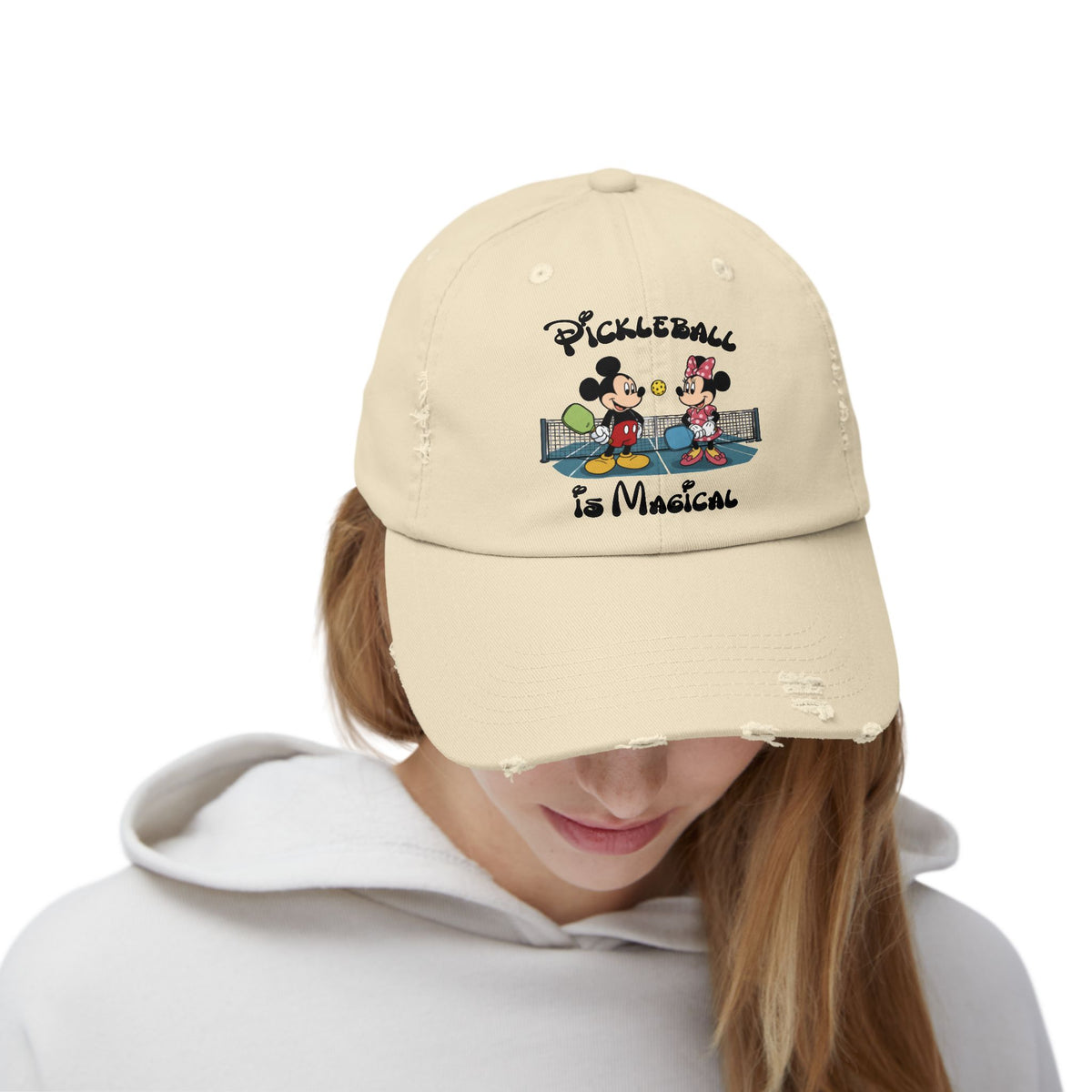 Pickleball is Magical Mickey Funny Unisex Distressed Cap Pickleball Gift for Mom, Grandma, Wife, Mother in Law Gift Pickleball Team Shirt