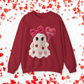 Be My Boo Ghost Sweatshirt, Faux Yarn Valentine Crewneck, Cute Ghost Sweater, Knitted Look Halloween Valentine, Heart Sweater